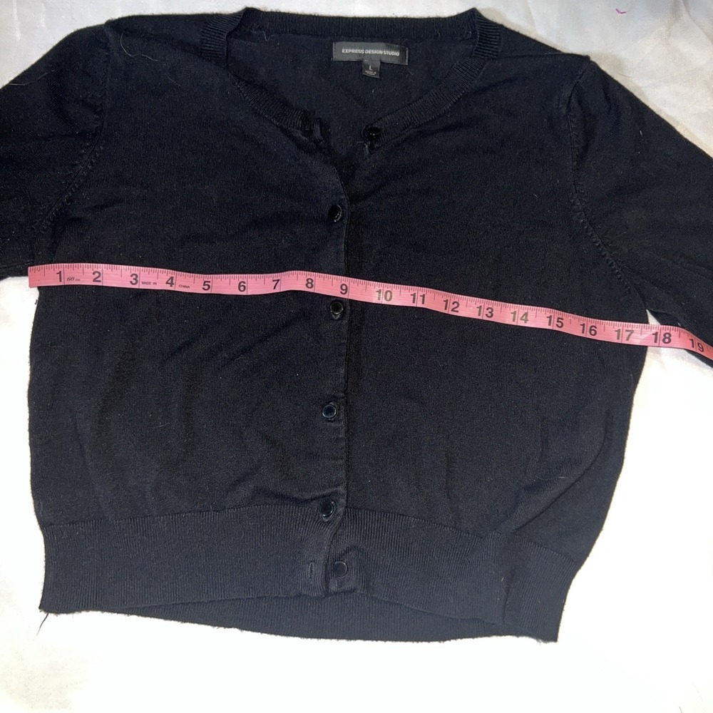 Express Design Studio Women's Black Button Down Cardigan Sweater Size L 297 - Picture 5 of 6
